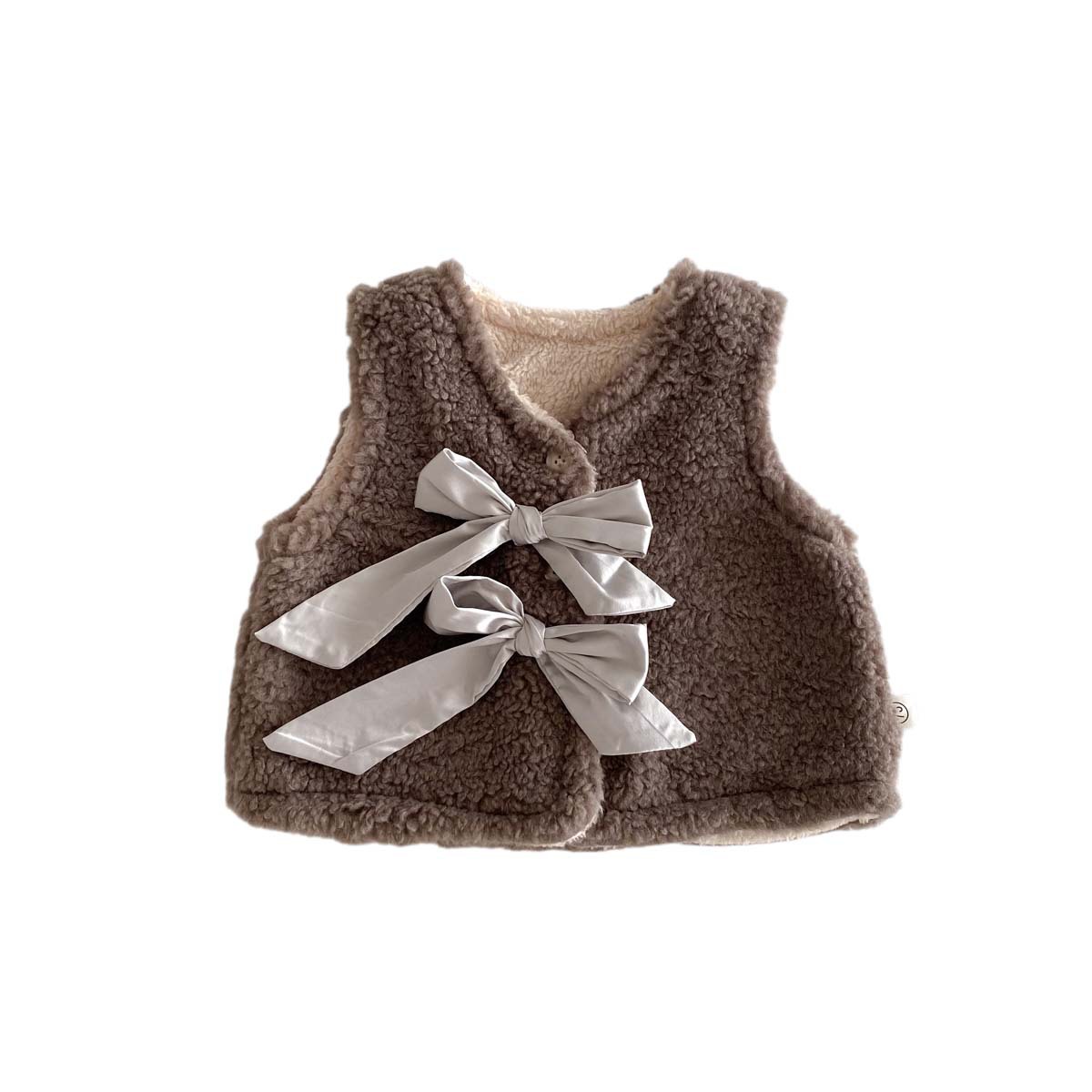 INS estilo coreano otoño e invierno Bebé Chaleco de terciopelo de doble cara chaleco cálido bebé de las mujeres más arco de terciopelo engrosado Chaleco de lana de cordero