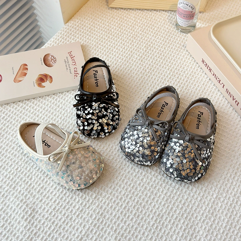 Баотоу тапочки для девочек 2024 лето новая девушка с блестками Принцессы обувь носить дома