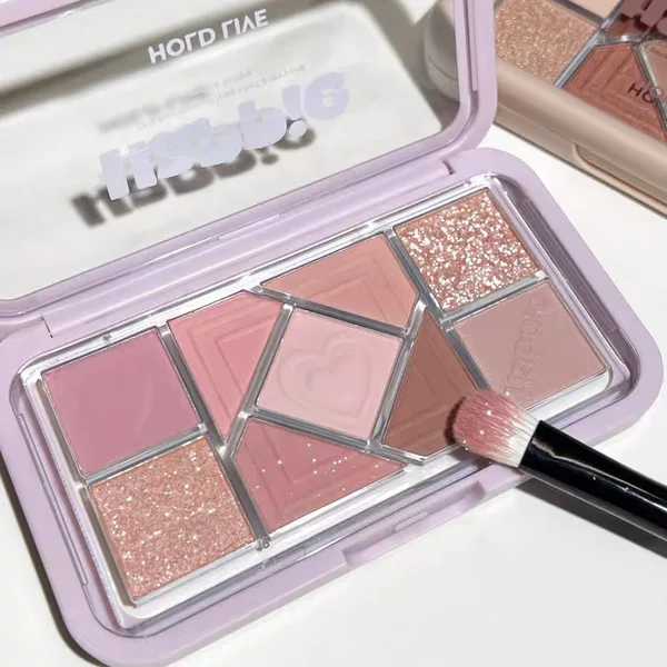 Hold Live Small Pink Frame Eye Shadow Palette Nine-Color Pearlescent Matte Stereo Brightening and Contouring Multi-Color One Palette Multi-Purpose