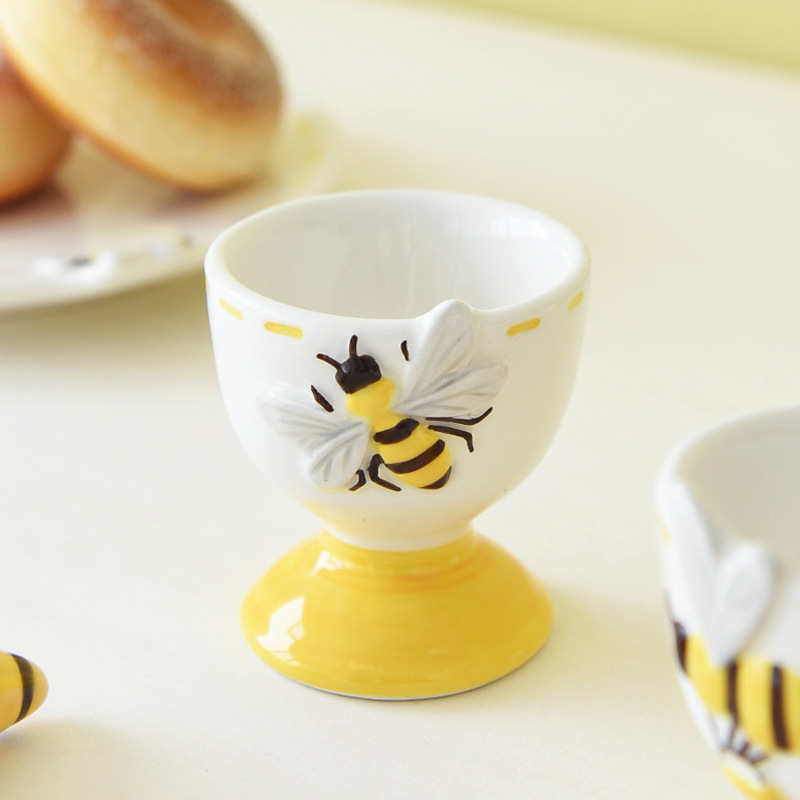 Taza en relieve creativa, una sola pieza de huevo, una copa de vino de cerámica de alta temperatura, una linda taza de huevo de primavera de abeja, de alto valor