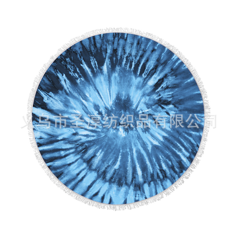 La fibra impresa redonda de la toalla de playa de la fuente directa de la fábrica con las borlas siente suave puede ser arena antiadherente de la playa de la imagen