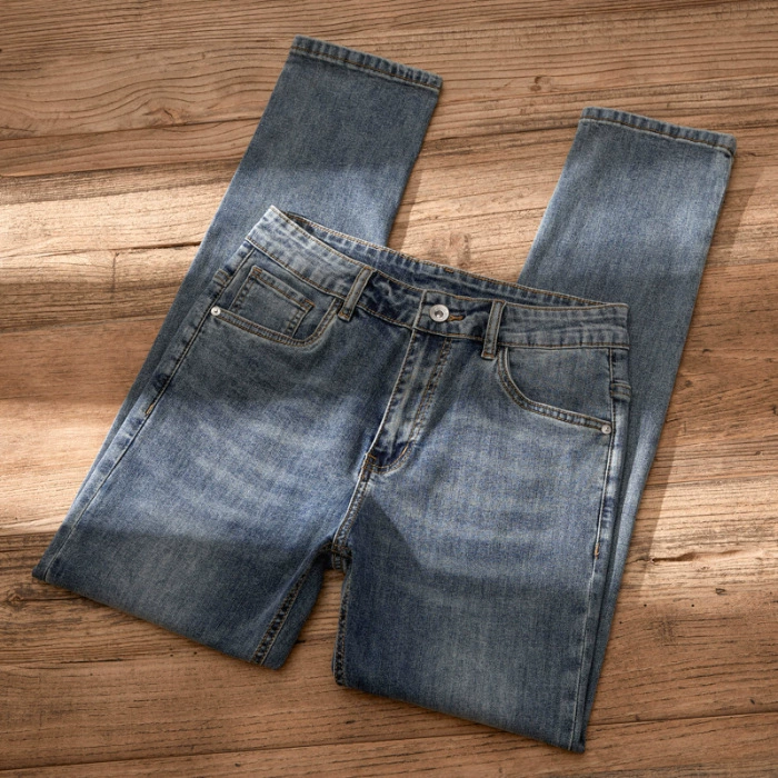 Ретро‑стиль эластичные джинсы из денима, коллекция 2023, slim fit, свободный прямой крой