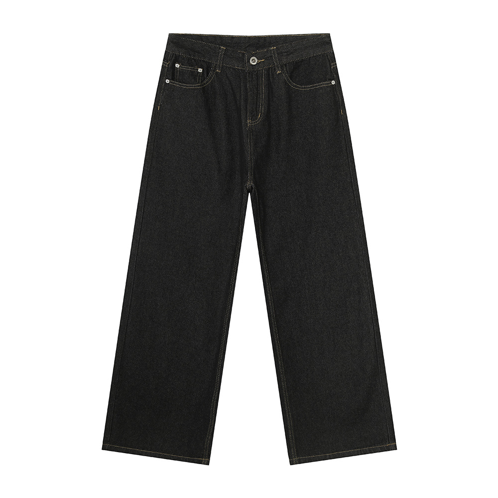 MTLCLOTHES Hombres| Pantalones rectos casuales de vaca limpia, piernas largas, vaqueros rectos de estilo general