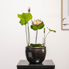 碗莲水培植物专用陶瓷花缸复古水培器皿家用铜钱草桌面大口径花盆