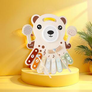 Cross-Border New Wooden Bear Piano Children's Educational Toys Baby Percussion Toys Early Education Enlightenment Musical Instruments Percussion Piano