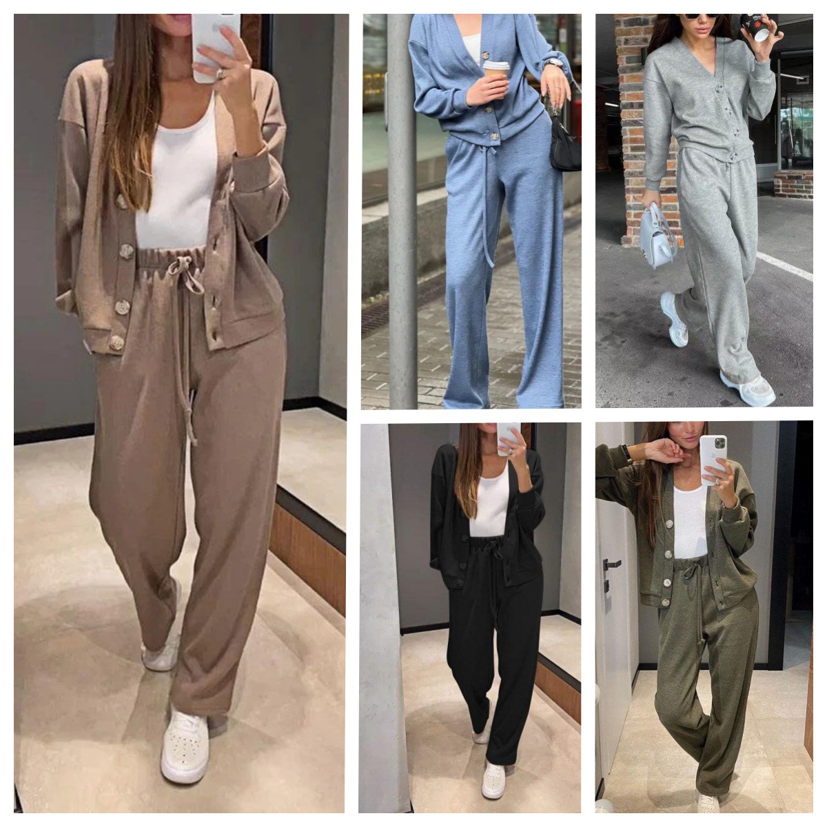 Women's Clothing Independent Station Autumn New Casual Comfortable Jacket Cardigan Sweatpants Set_voghion.com