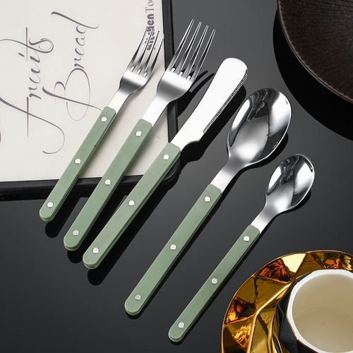 304 stainless steel cutlery handle, ABS rivet handle, marble steak knife, fork and spoon, butter knife, dessert spoon and fork