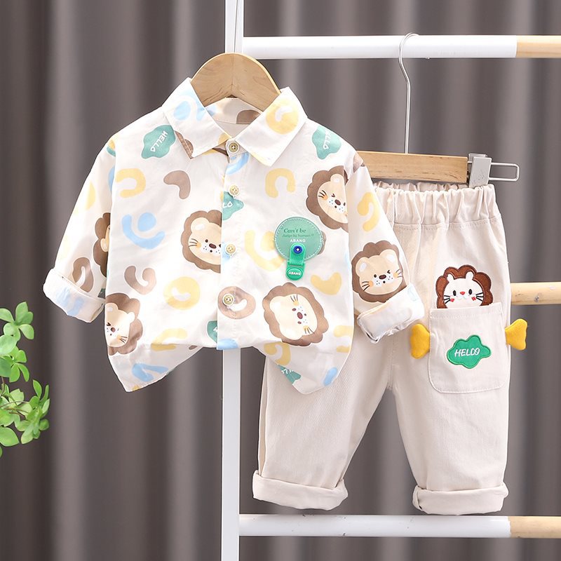 婴儿衣服春秋季帅气小童衬衫套装分体6-7-8-9个月1岁男宝宝秋装潮