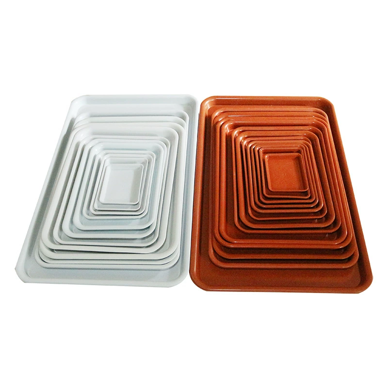 Пластиковый белый лоток Прямоугольный белый красный водоприемный лоток Шасси с защитой от протечек Большой поднос для цветочного горшка