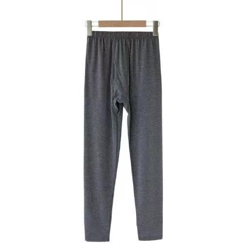 100% 순수한면 가을 바지 남성용 얇은 모든면 양모 바지 단일 조각 보투 팬츠 가을과 겨울을위한 중간 허리 따뜻한 바지