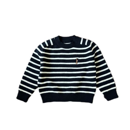 Children's sweater  autumn and winter new boys and girls embroidery casual striped knit sweater Korean style wool sweater trendy