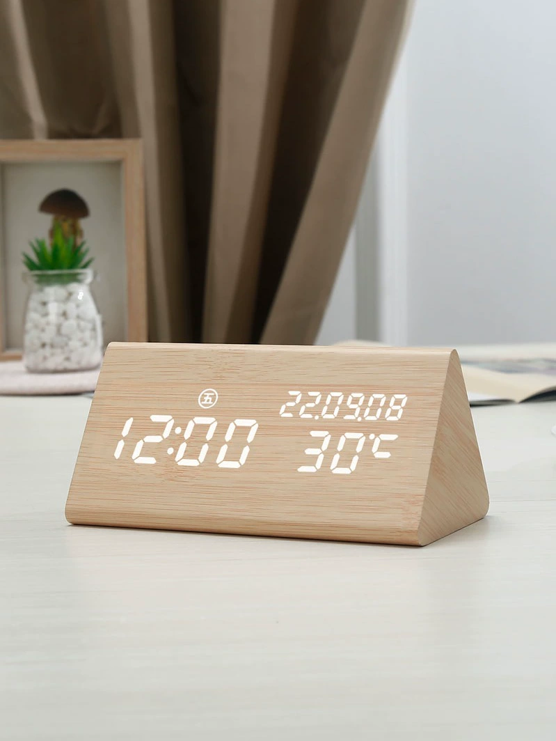 [Винтажные деревянные настольные часы LED бесшумные электронные часы креативные настольные часы с ночным освещением для спальни гостиной корпус часов часы-будильник]