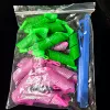9 розовых, 9 зелёных, короткие волнообразные бигуди