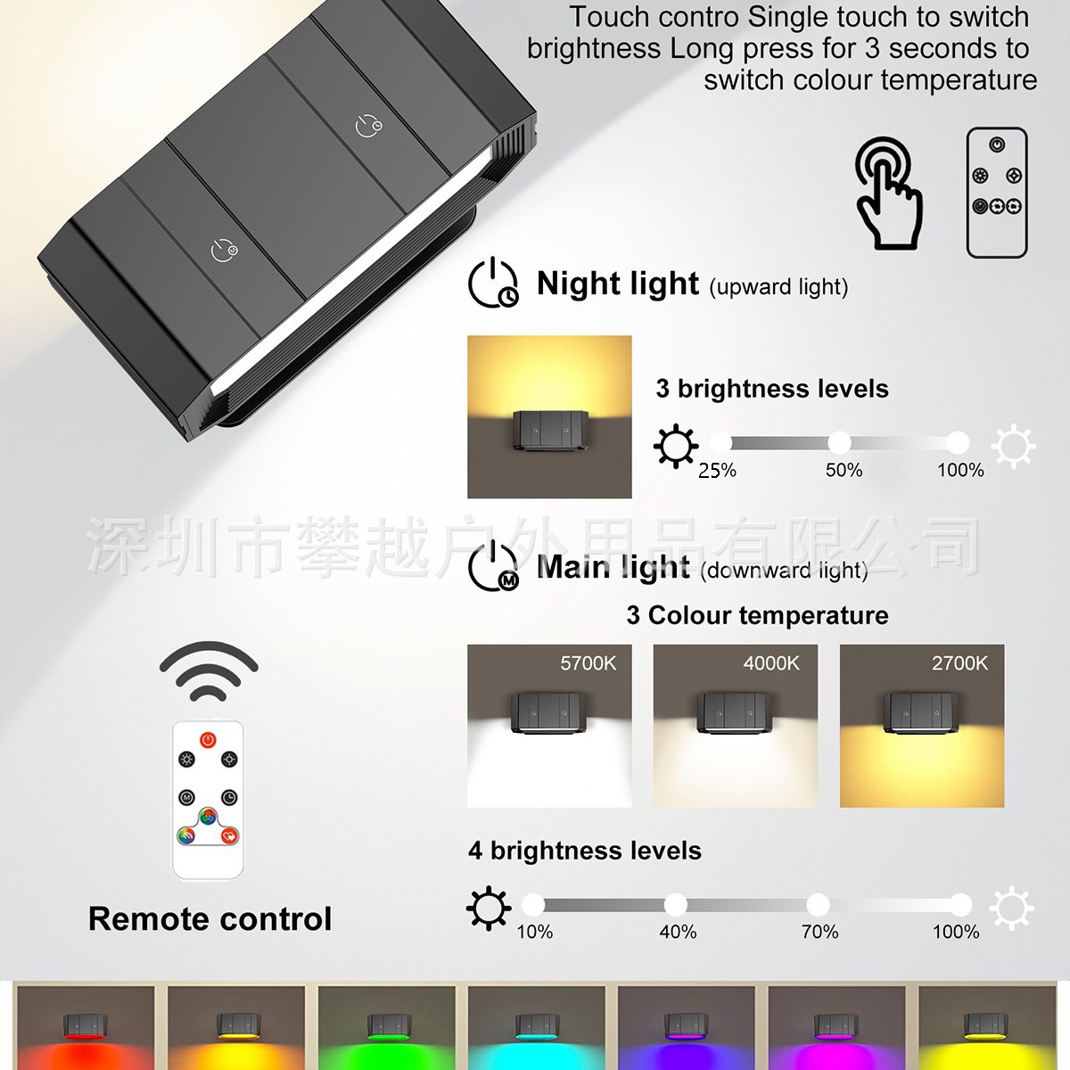 USB de carga de succión magnética lámpara de pared interior lámpara de noche lámpara de libro de carga portátil táctil dormitorio lámpara de pared de succión magnética