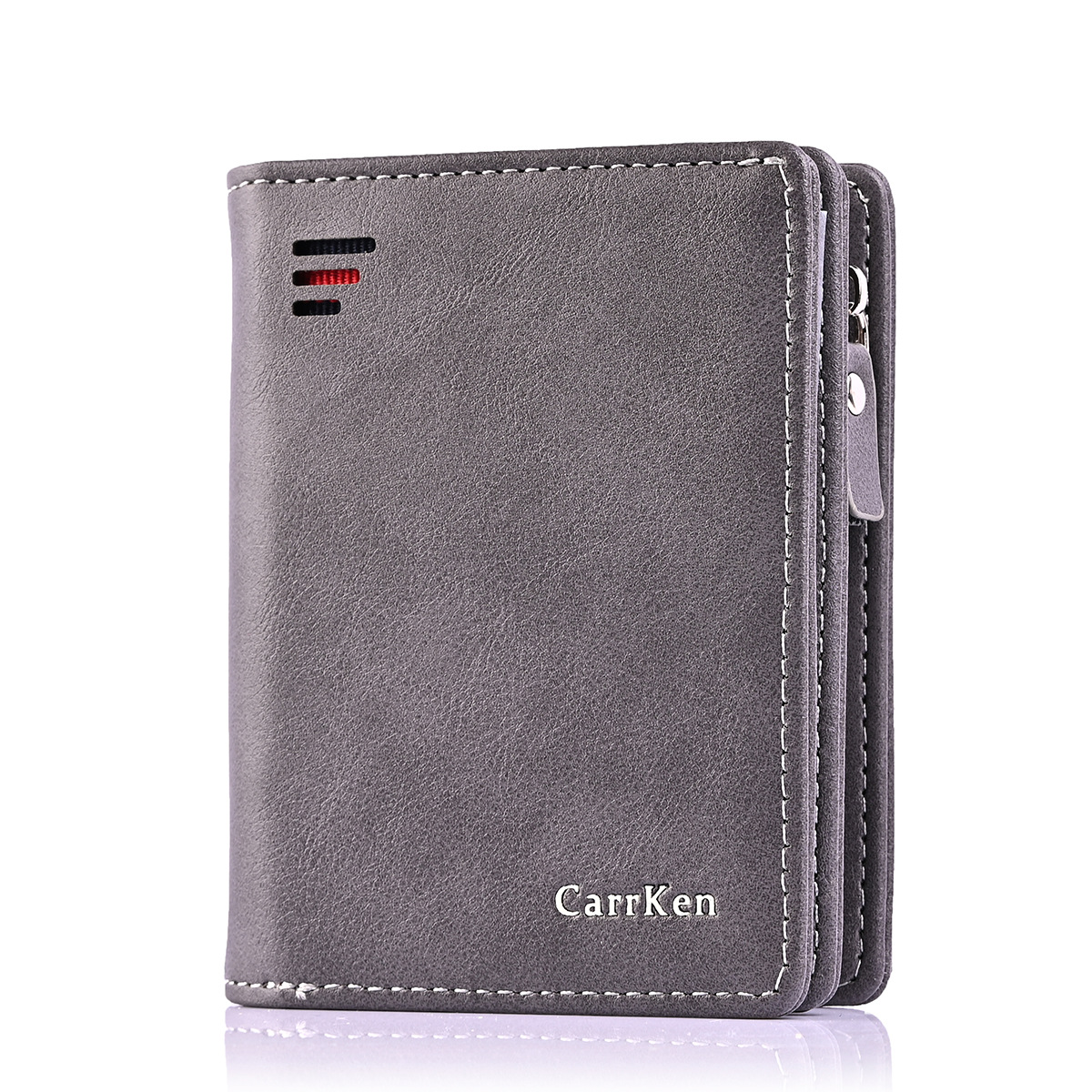 Cartera corta para hombre con cremallera, anti-desmagnetización