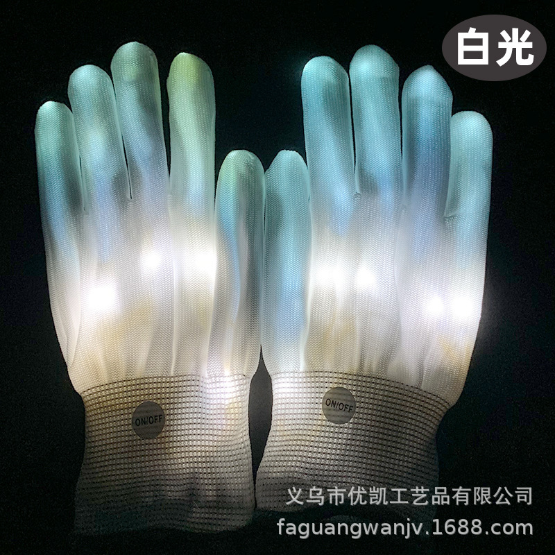 LED colorido luminoso guantes de rendimiento hueso de la mano Guantes luminosos arco iris de Halloween guantes de regalo luminoso de Navidad