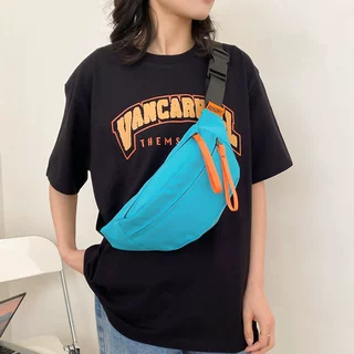 2023新款时尚胸包女街头潮流斜挎包包韩版单肩包包休闲帆布包包女