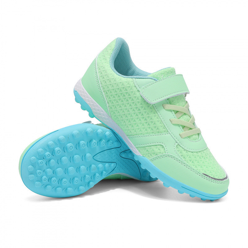 Zapatos de Fútbol Infantil con Velcro de Cuero Sintético, Ligeros y Antideslizantes para Césped