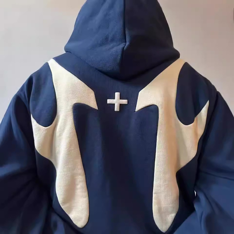 スポット欧米の秋冬の個性的な街頭のゴシックはファッションをつなぎ合わせて帽子のシャツのY2Kの原宿の風のコートのパーカーの卸売りをつなぎます。|undefined