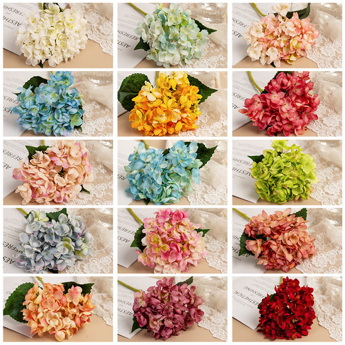 Manufacturer wedding hydrangea 14 colors INS artificial flowers home decoration hand-held flower road lead flower wall artificial flower MW52666