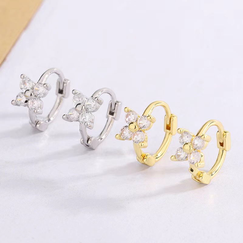 geometric earrings with zircon