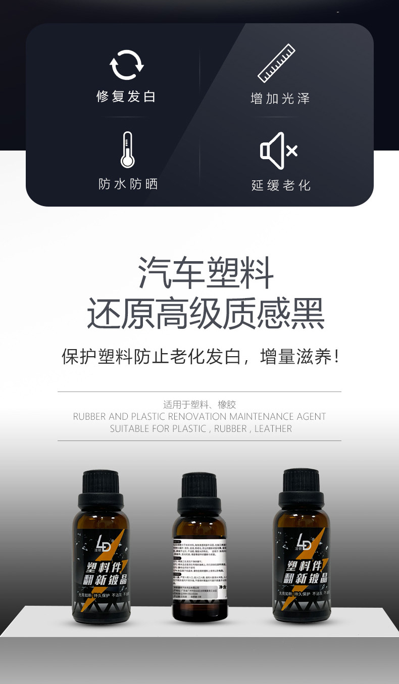 Automotive plastic parts refurbished Crystal plating liquid door interior trim instrument panel repair reducing agent surface wax polishing maintenance