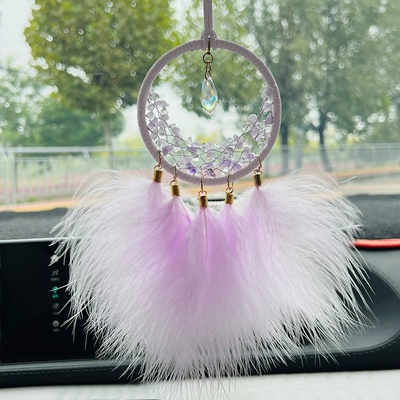 Car hanging dream catcher car interior decoration - moon-crystal-car-hanging-purple