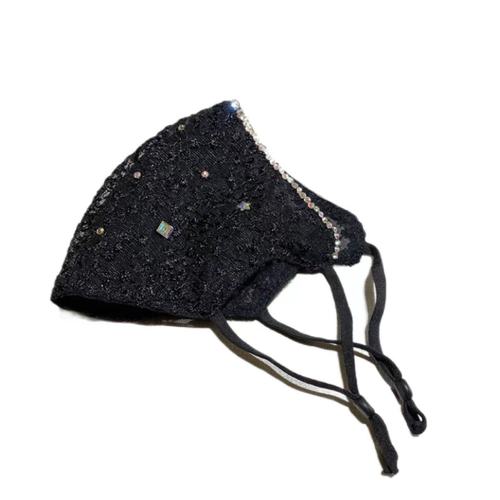 B2509 Summer New Lace Net Dustproof Fashion Versatile Diamond Decorated Breathable Sun Protection Face Mask for Women
