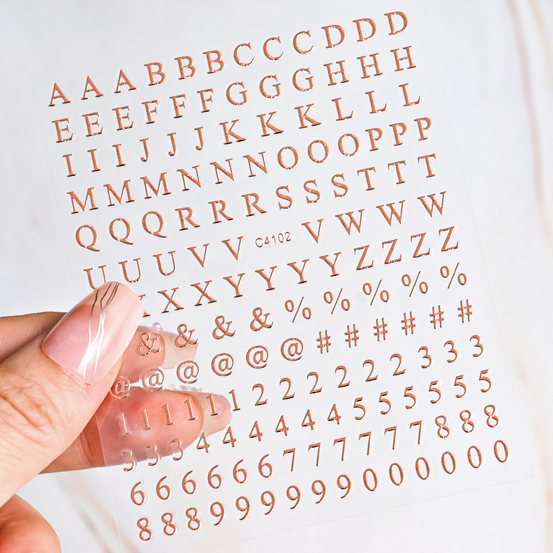 Foreign Trade Hot-Selling Simple Uppercase and Lowercase Letters Nail Art Stickers Laser English Material Decorative Numbers and Letters Platter Stickers Foreign Trade Hot-Selling Simple Uppercase and Lowercase Letters Nail Art Stickers Laser English Material Decorative Numbers and Letters Platter Stickers