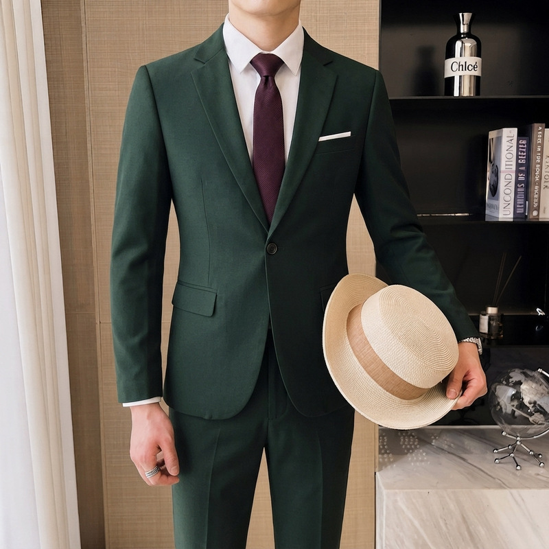 Direct from the manufacturer: dark green men's two-piece suit set, business casual formal wear, groom and groomsmen wedding attire Direct from the manufacturer: dark green men's two-piece suit set, business casual formal wear, groom and groomsmen wedding attire