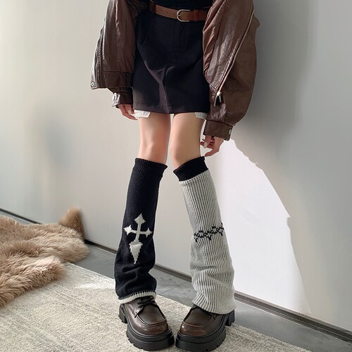 Autumn and winter knitted wide-leg socks Y2K calf socks for hot girls leg covers subculture versatile personality pile socks