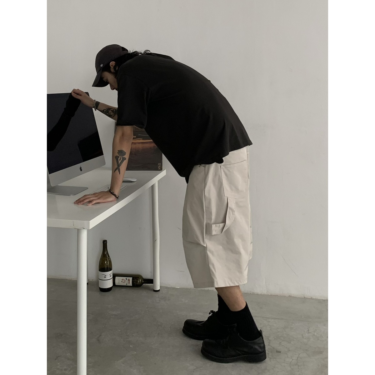 Men's Summer Thin American Style Trendy Multi-Pocket Shorts High Street Loose Casual Cropped Pants