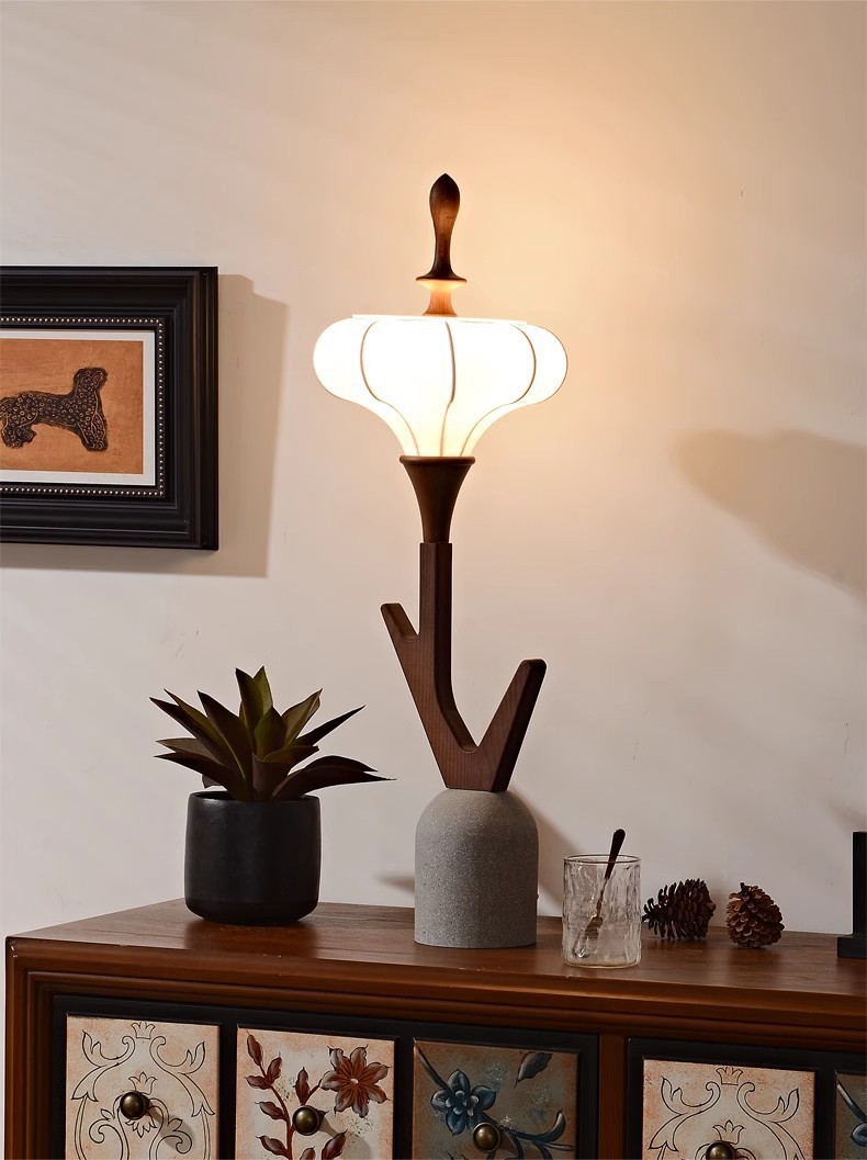 HEIKESZ retro wabi-**** wind medieval table lamp Japanese imitation silk premium cafe floor lamp living room study atmosphere lamp