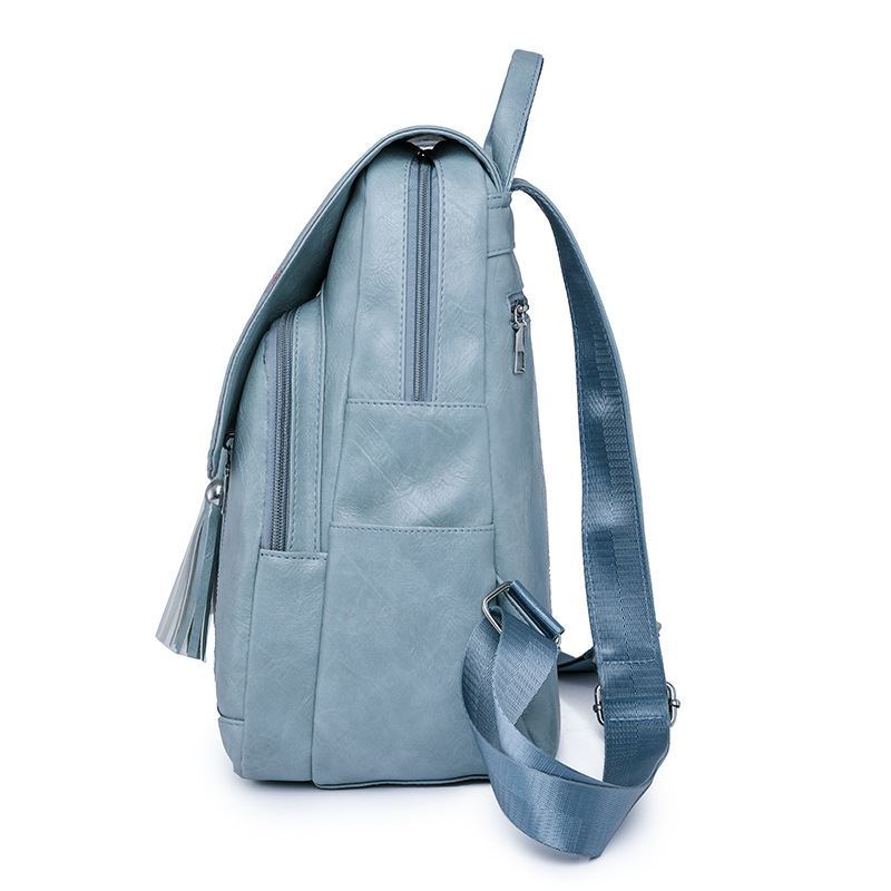 Comercio exterior al por mayor 2023 nuevo estilo casual de gran capacidad cuero suave para mujer mochila de viaje plegable con flecos de moda