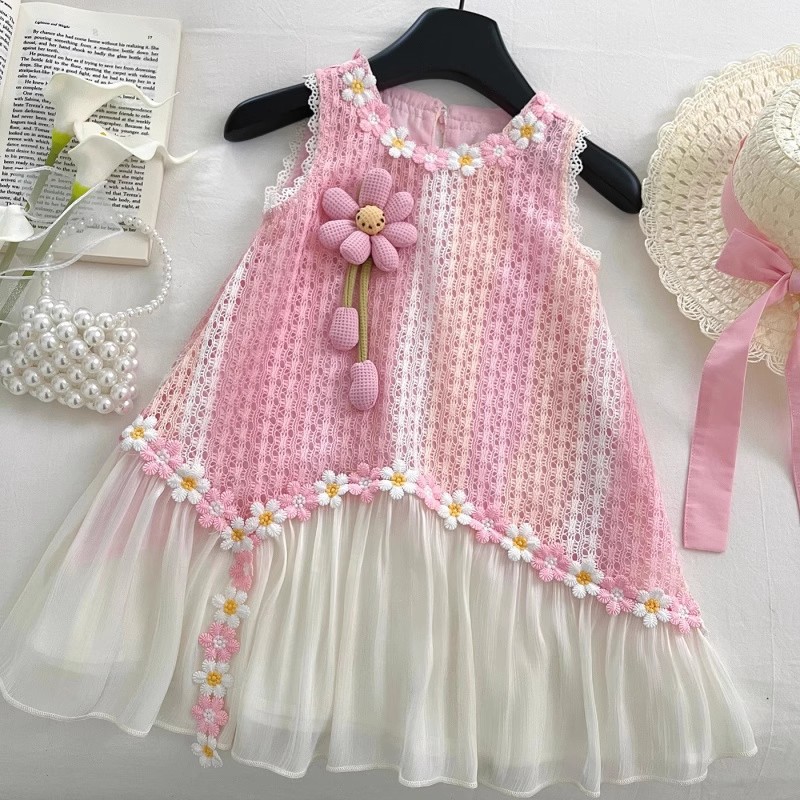 Children's Dress New Korean Style Summer Baby Girl Fashionable Vest Dress Princess Comfortable Princess Dress with Hat