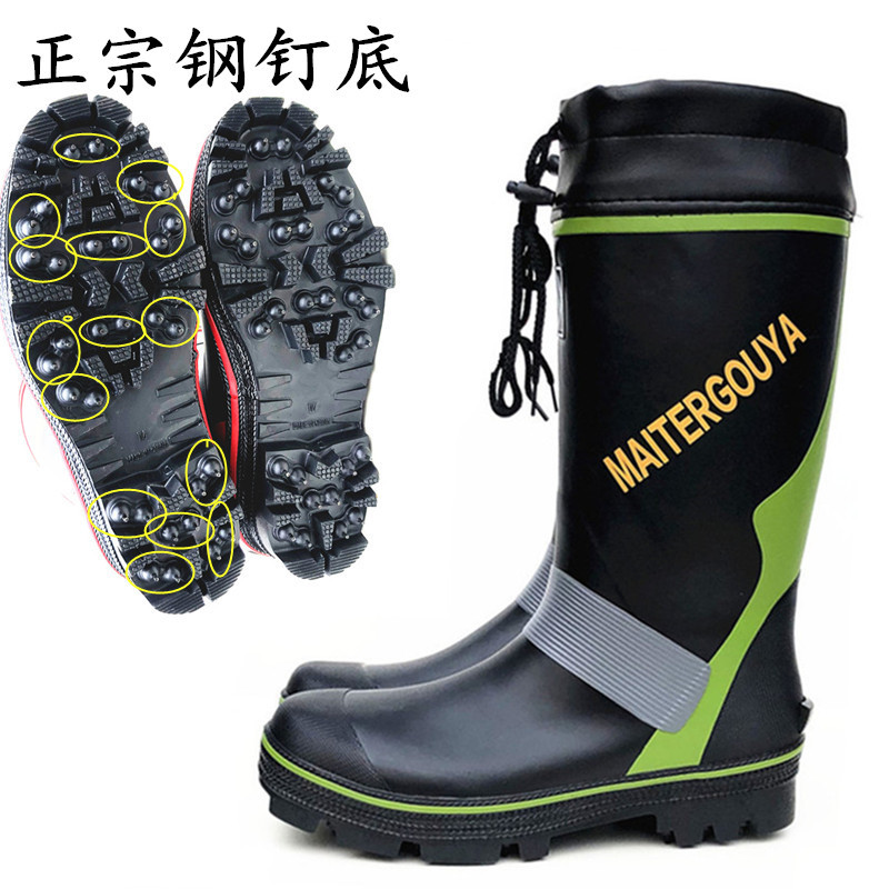钢钉底雨靴男源头工厂生产各大电商平台代发防滑冰雪地橡胶钓鱼鞋