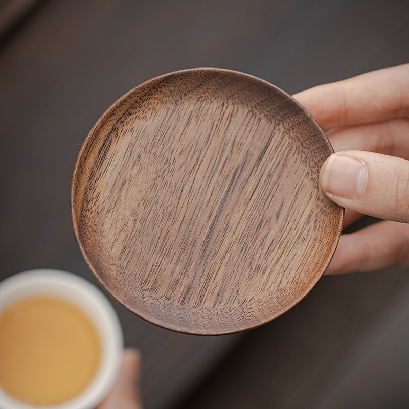 Posavasos de madera de nogal negro bandeja de taza de madera bandeja de té estera de té taza de té almohadilla de aislamiento juego de té de Kung Fu ceremonia del té Accesorios