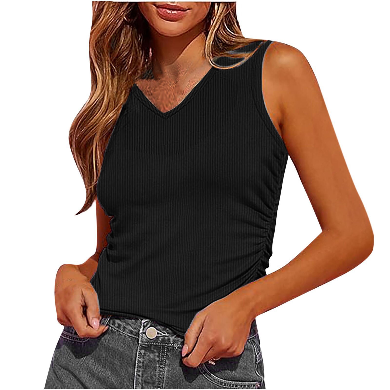 Black, V-neckline
