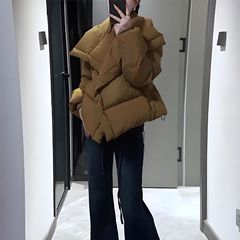女冬季2025新款韩版设计感休闲百搭大翻领保暖加厚棉衣面包服外套