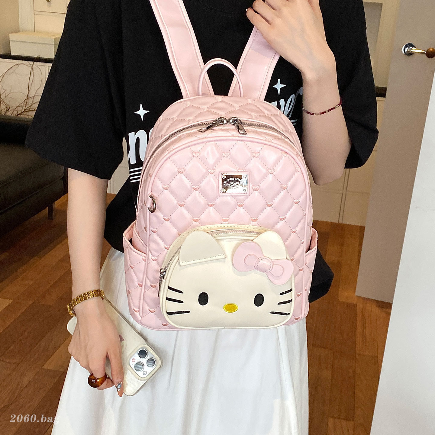 2026 lindo viento femenino Ling Ge Colegio gato de gran capacidad mochila de viaje nuevo tipo de clase caricatura dulce
