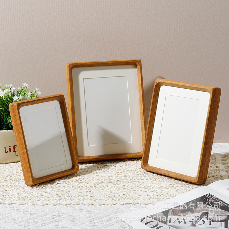 Solid Wood Black Walnut Mortise Color Tenon Inner and Outer Rounded Corner Photo Frame Table Couple Calligraphy and Painting Wooden Photo Frame Manufacturer Wholesale