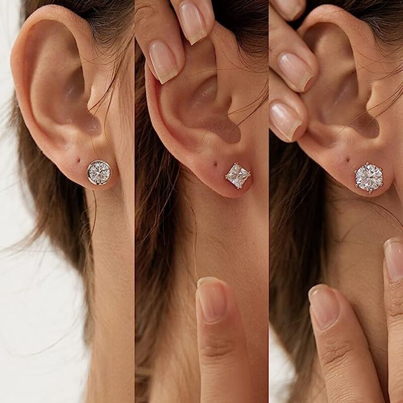 Classic Diamond Stud Earrings Geometric Zircon Fashion Jewelry_voghion.com