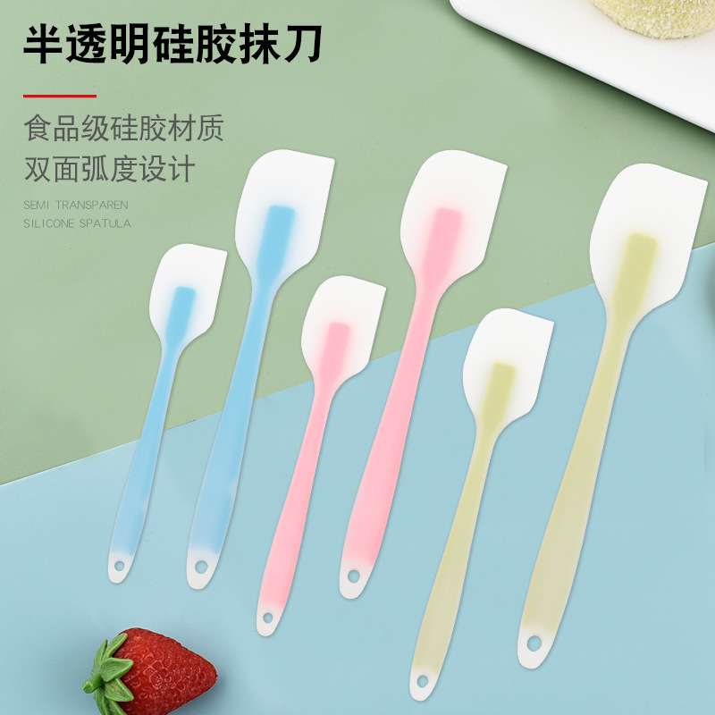 Raspador de silicona translúcido todo en uno para hornear pastel resistente a altas temperaturas de grado alimenticio raspador de crema cuchillo de mantequilla espátula de mermelada
