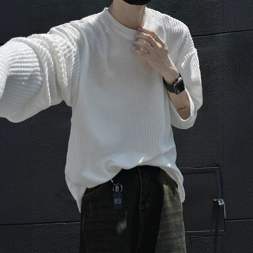 Men's Long Sleeve T-Shirt 2025 Spring and Autumn Season Relaxed Style Heavy Weight Casual Hooded Top