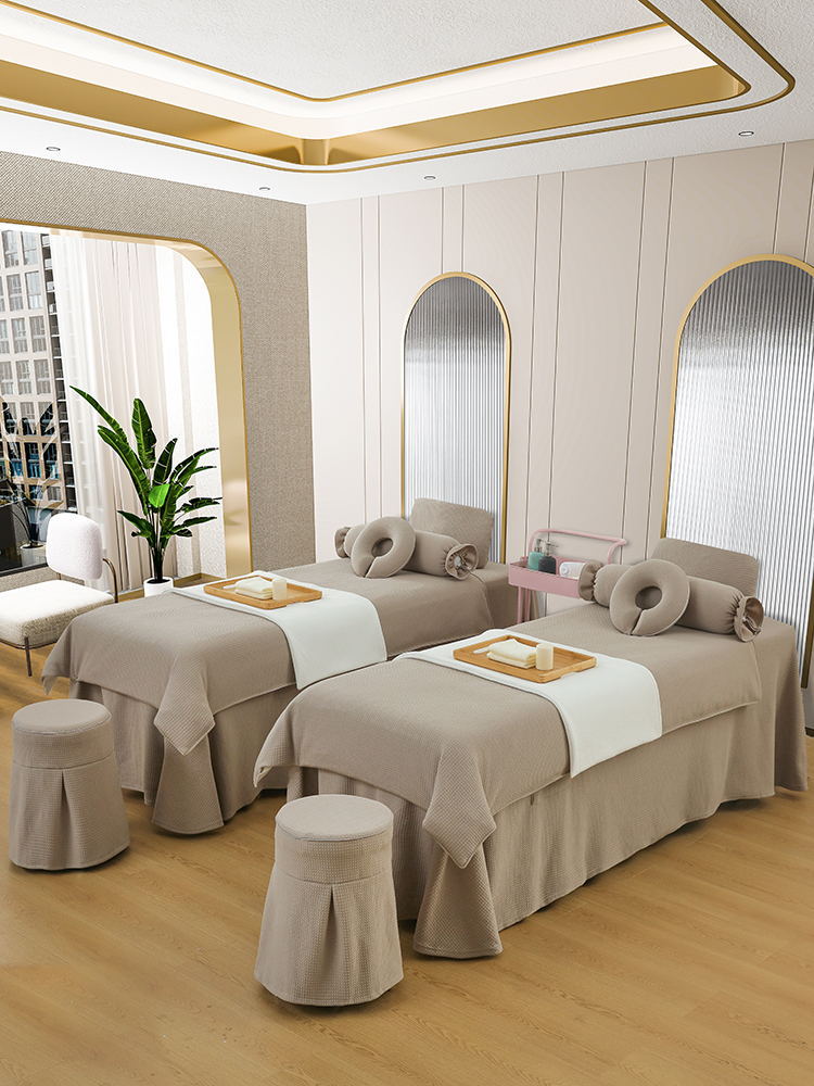 High-end new 100% cotton knit beauty bedspread set four-piece beauty salon massage health care skin-friendly skin management bedspread
