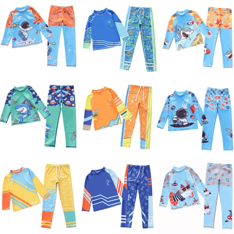 New Children's Swimsuit for Boys, One-Piece Long-Sleeve with Swim Cap and Long Pants, Surfing Swimwear for Small, Medium, and Large Boys New Children's Swimsuit for Boys, One-Piece Long-Sleeve with Swim Cap and Long Pants, Surfing Swimwear for Small, Medium, and Large Boys