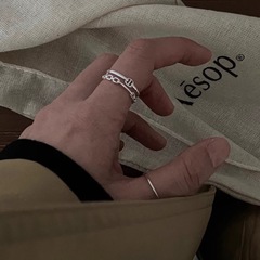 韓國東大門雙層設計感豬鼻子戒指氣質百搭指環銀色食指戒網紅手飾