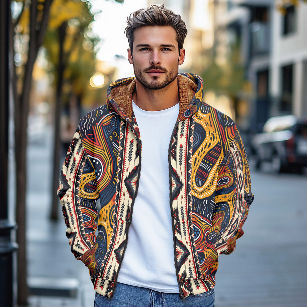 Cardigan con cappuccio da uomo con zip per inverno_voghion.com