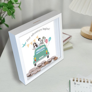 Cross-Border Manufacturers Directly Supply Amazon Hollow Photo Frame Piggy Bank Commemorative Coin Display Frame Coin Storage Gift Picture Frame