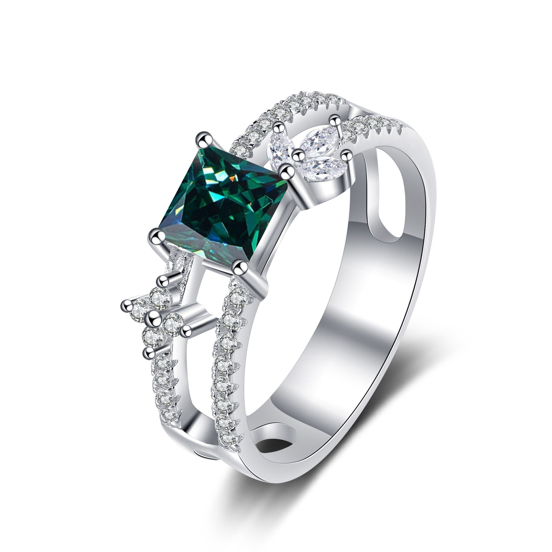 925 anillo de plata esterlina mujer nueva princesa de moda europea y americana Fang cuatro garras anillo de piedra de moissan plata fábrica en vivo